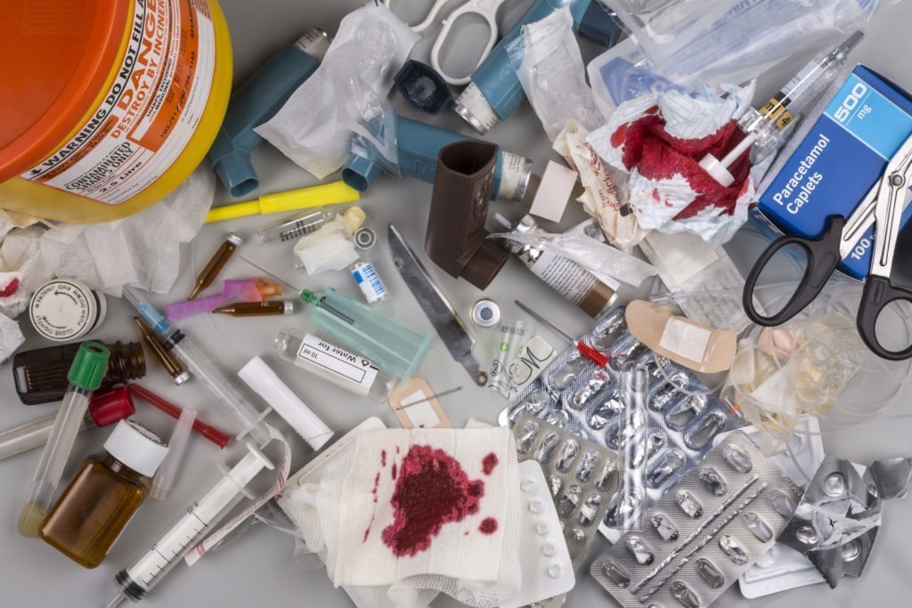 assorted medical waste